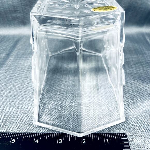 Bowl Vase Lead Crystal Frosted Tulips Art Glass Boho Clear Home Decor VTG Glam - Picture 5 of 11